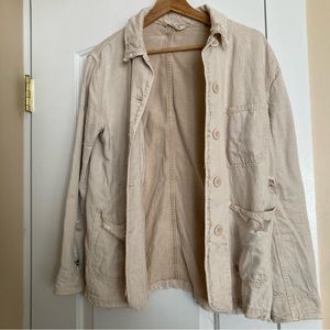 Free People Denim Loco Chore Jacket in Antique Pearl XS NWOT